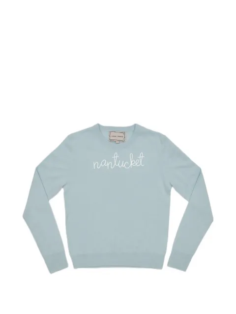 Lingua Franca Nantucket embroidered-lettering sweater Blue 002SFNANTKTDEEPSEAFOAMCRM