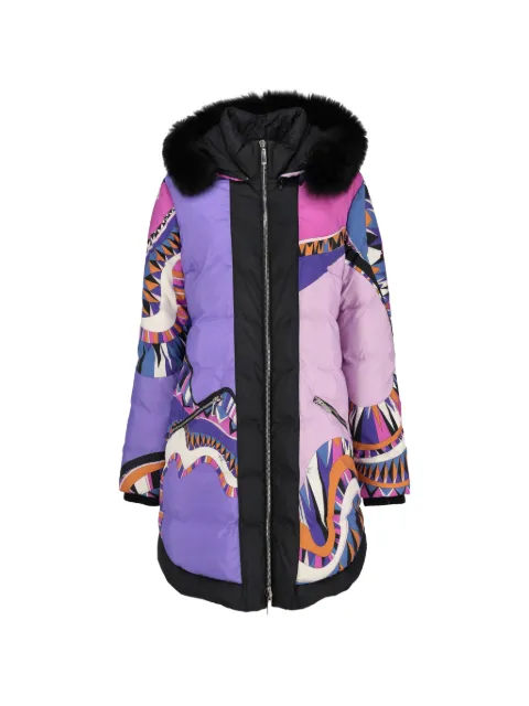 PUCCI Pre-Owned abstract-print hooded coat Purple CVM266117