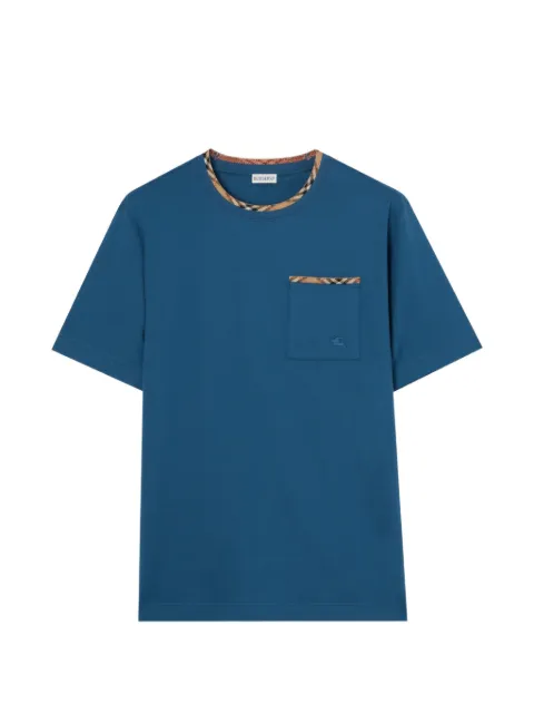 Burberry Check-trim cotton T-shirt Blue 8127630