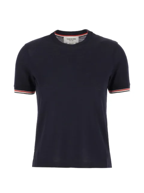 Thom Browne RWB stripe short-sleeve fine-knit T-shirt Blue FJS232AJ0301