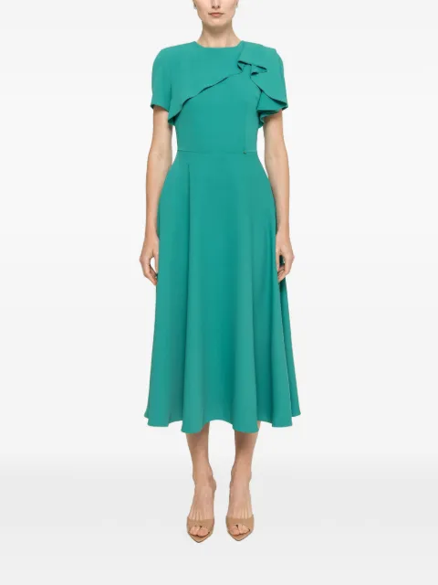 NISSA ruffled A-line midi dress Green RZ16636