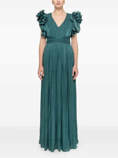 NISSA ruffled pleated maxi dress Green RS16750