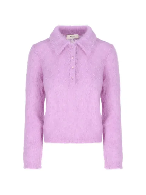 Chloé brushed-finish polo shirt Purple CH26AMP16720