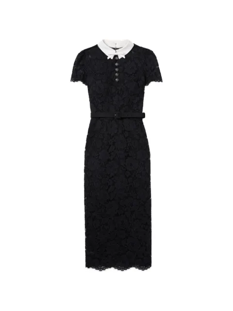 Self-Portrait black lace contrast-collar midi dress Black AW26019MAB
