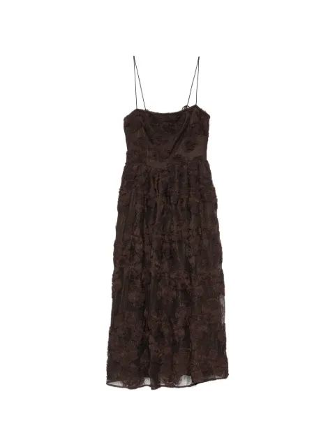 ROTATE BIRGER CHRISTENSEN floral-appliqué lace-overlay midi dress Brown 1162831667