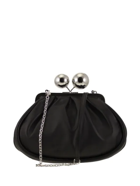 Weekend Max Mara medium Pasticcino leather clutch bag Black 2625516154600