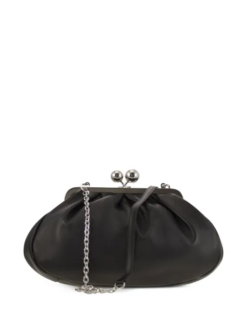 Weekend Max Mara medium Pasticcino leather clutch bag Black 2625516124600