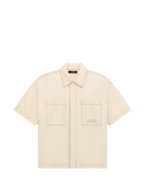 AMIRI logo-embroidered contrast-stitch shirt Neutrals AM326SH001