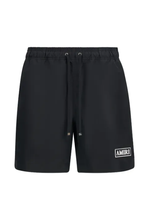 AMIRI logo-patch drawstring swim shorts Black AMBOSW1019