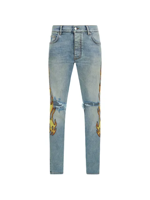AMIRI flames emb skinny jeans Blue AMBMJE1143