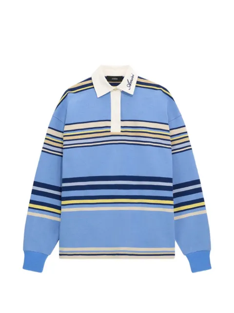 AMIRI striped oversized long-sleeve polo Blue AM326JR017