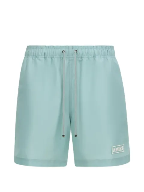 AMIRI logo-patch drawstring swim trunk Blue AMBOSW1019