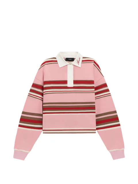 AMIRI striped oversized long-sleeve polo Pink AWTOJR1088