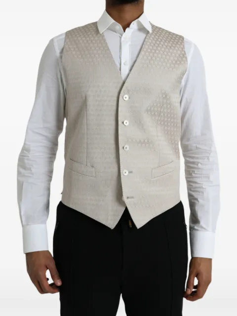 Dolce & Gabbana geometric-pattern woven waistcoat Neutrals 7333413004130