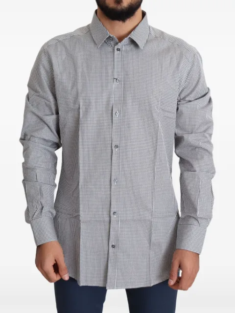 Dolce & Gabbana Gold gingham-check shirt Grey G5BE3TFQ5JC