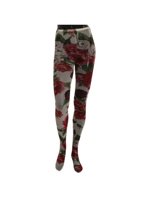 Dolce & Gabbana floral-print sheer tights White DOLS2031