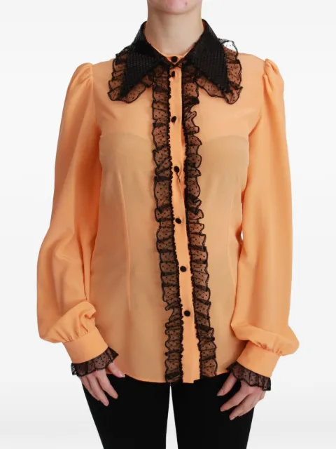 Dolce & Gabbana ruffled sequin-embellished blouse Orange TSH4662