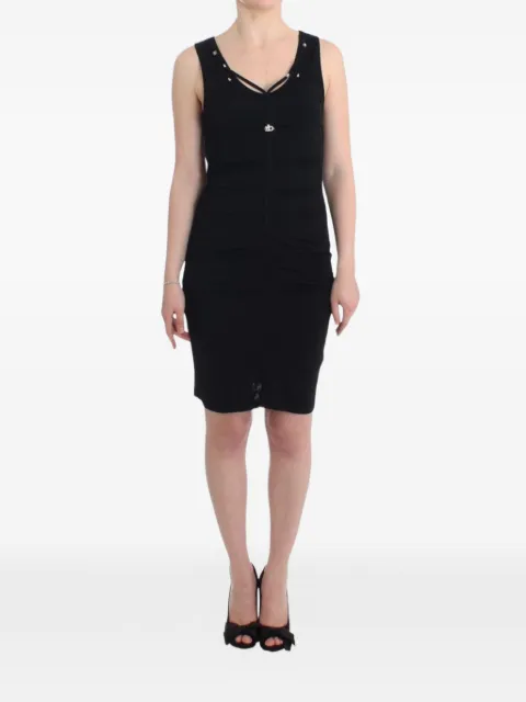 Rocco Barocco Vintage logo-plaque V-neck mini dress Black ROC11586