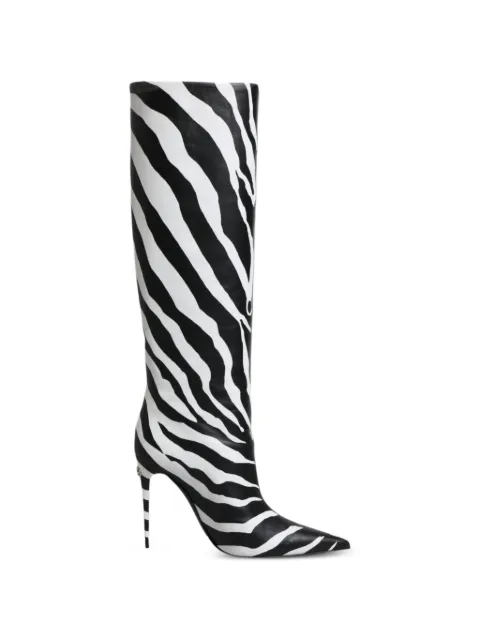 Dolce & Gabbana zebra-print leather boots Black LA12251