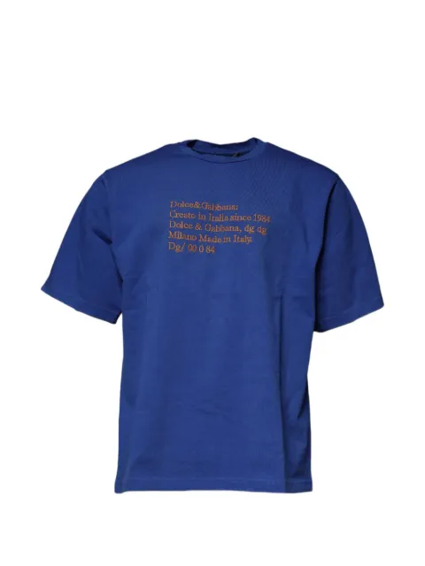 Dolce & Gabbana embroidered-motif cotton T-shirt Blue G8HV4T