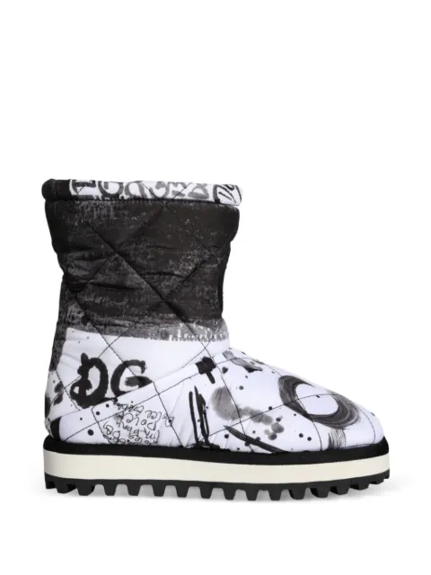 Dolce & Gabbana quilted graffiti-print boots White CS1970AQ117
