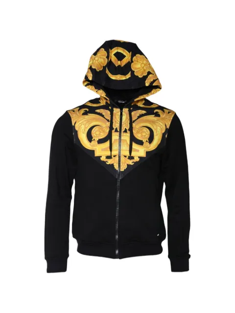Versace Barocco-print zip-up hoodie Black TSH86766