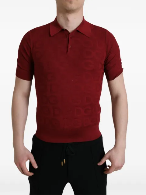 Dolce & Gabbana logo-pattern short-sleeve polo shirt Red GXZ15TJAST6