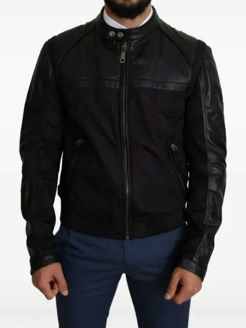 Dolce & Gabbana leather-panelled bomber jacket Black 8053286199342