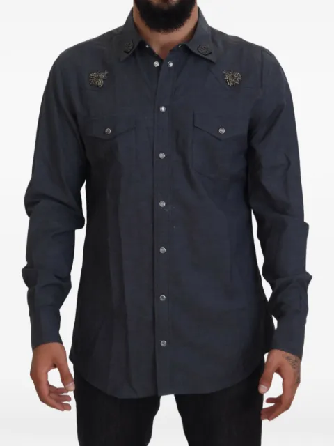 Dolce & Gabbana crystal bee-embellished shirt Blue TSH83866