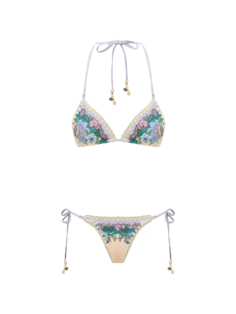 ZIMMERMANN Indra floral-print crochet-trim bikini White WSS262801