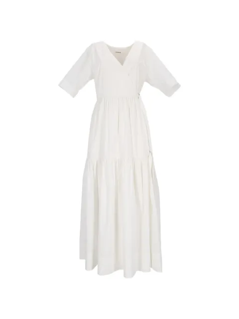 P.A.R.O.S.H. tiered wrap maxi dress White NINJA26
