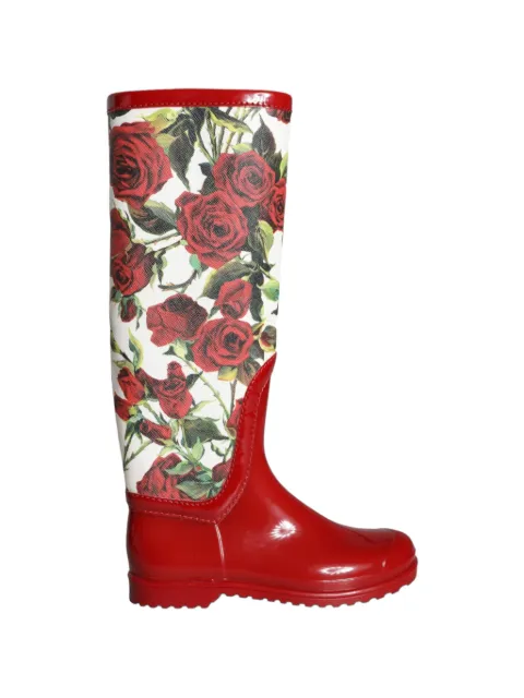Dolce & Gabbana floral-print knee-high boots Red DOL11531