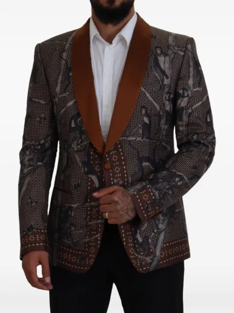 Dolce & Gabbana monkey-print shawl-lapel blazer Brown G2HY5THP1G2