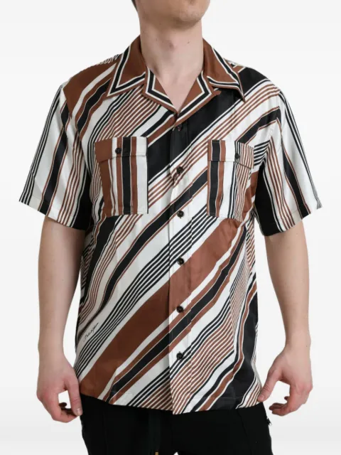 Dolce & Gabbana diagonal-striped silk shirt Brown F5K30TFB1BV