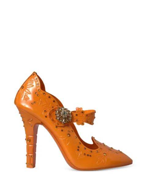 Dolce & Gabbana crystal-embellished floral-detailed pumps Orange CD0189