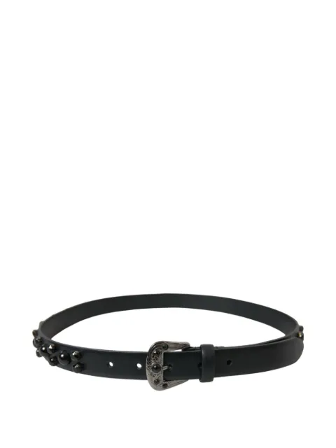 Dolce & Gabbana crystal-embellished engraved-buckle belt Black WMB343