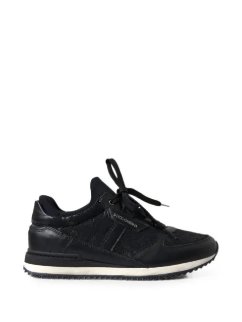Dolce & Gabbana lace-overlay leather sneakers Black DOL12259