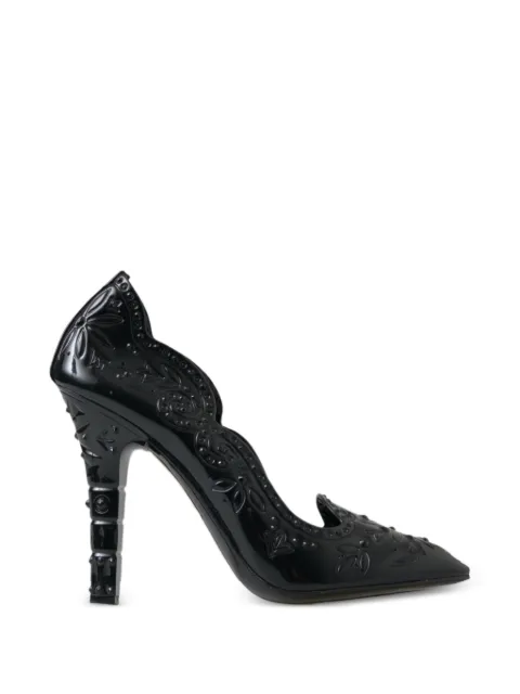 Dolce & Gabbana Cinderella floral-embossed heeled pumps Black CINDERELLA