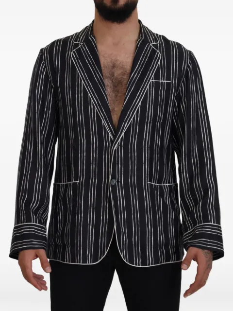 Dolce & Gabbana striped silk pajama shirt Blue 83577