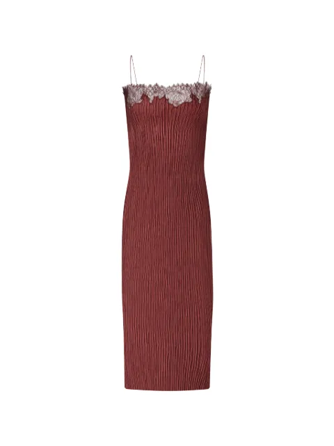 FFORME lace-trim pleated dress Red FF00846PL2603