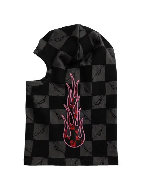 ANTI PROMO Flamher Shiesty check-pattern flame-print balaclava Black MB29