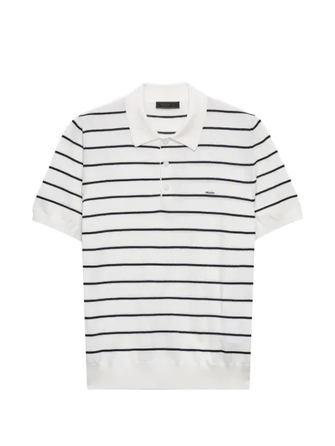 Prada short-sleeved striped cotton polo shirt White UMF327SOOO194E
