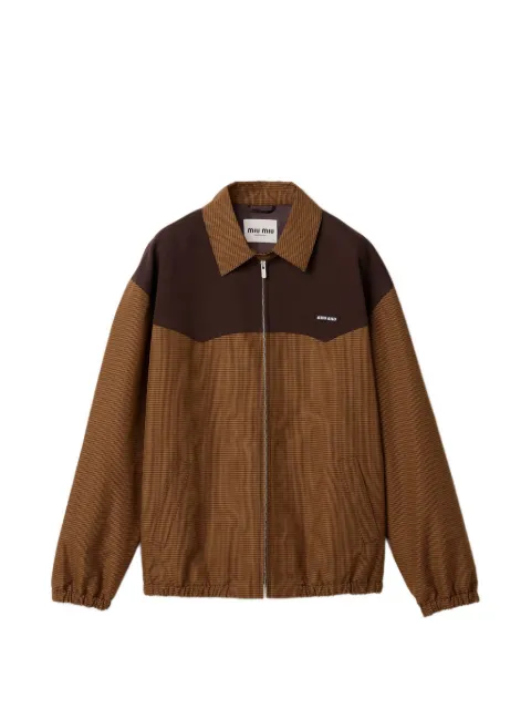 Miu Miu gingham-check blouson jacket Brown ML1509SOOO19OS