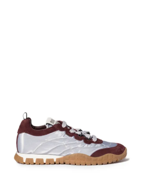 Miu Miu Tyre technical-fabric and suede sneakers Silver 5E417EFD0053ZOF