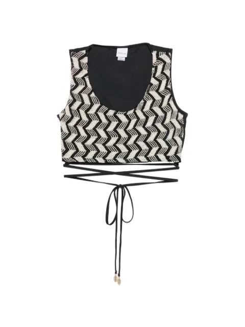 COTAZUR zigzag-knit tie-fastening top White TPC61140