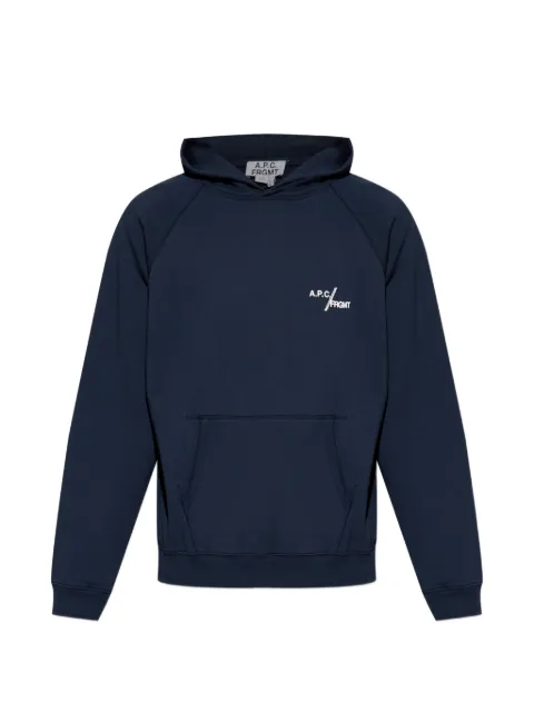 A.P.C. logo-print raglan-sleeve hoodie Blue COHSKM37018