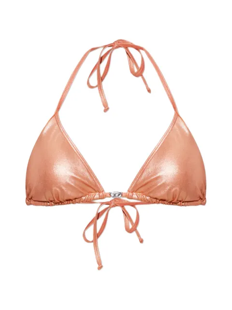 Diesel metallic-effect logo-plaque bikini top Pink A219690DLCW