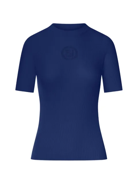 FENDI ribbed short-sleeve sweater Blue FZXF22AYBX