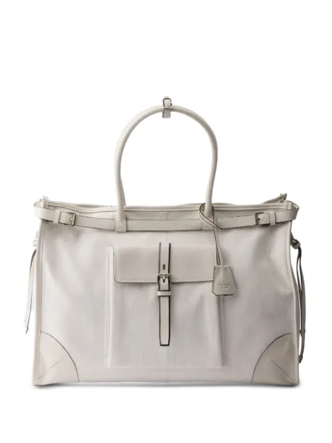 Prada Bonnie denim and leather tote bag Neutrals 2VG128VOTO2G6X