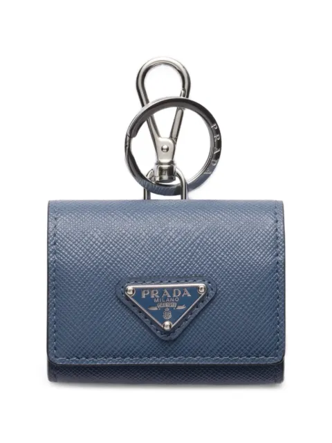 Prada Saffiano leather headphone case with keychain Blue 2TT1332AHF